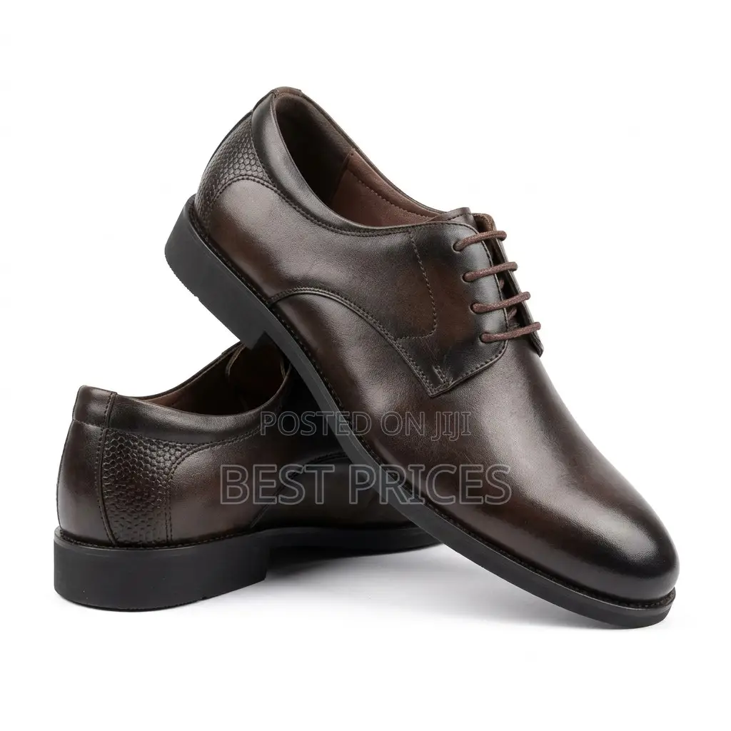 Men's Dark Brown Textured-Heel Formal Lace-Up Shoes