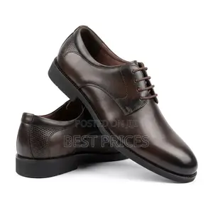 Men's Dark Brown Textured-Heel Formal Lace-Up Shoes