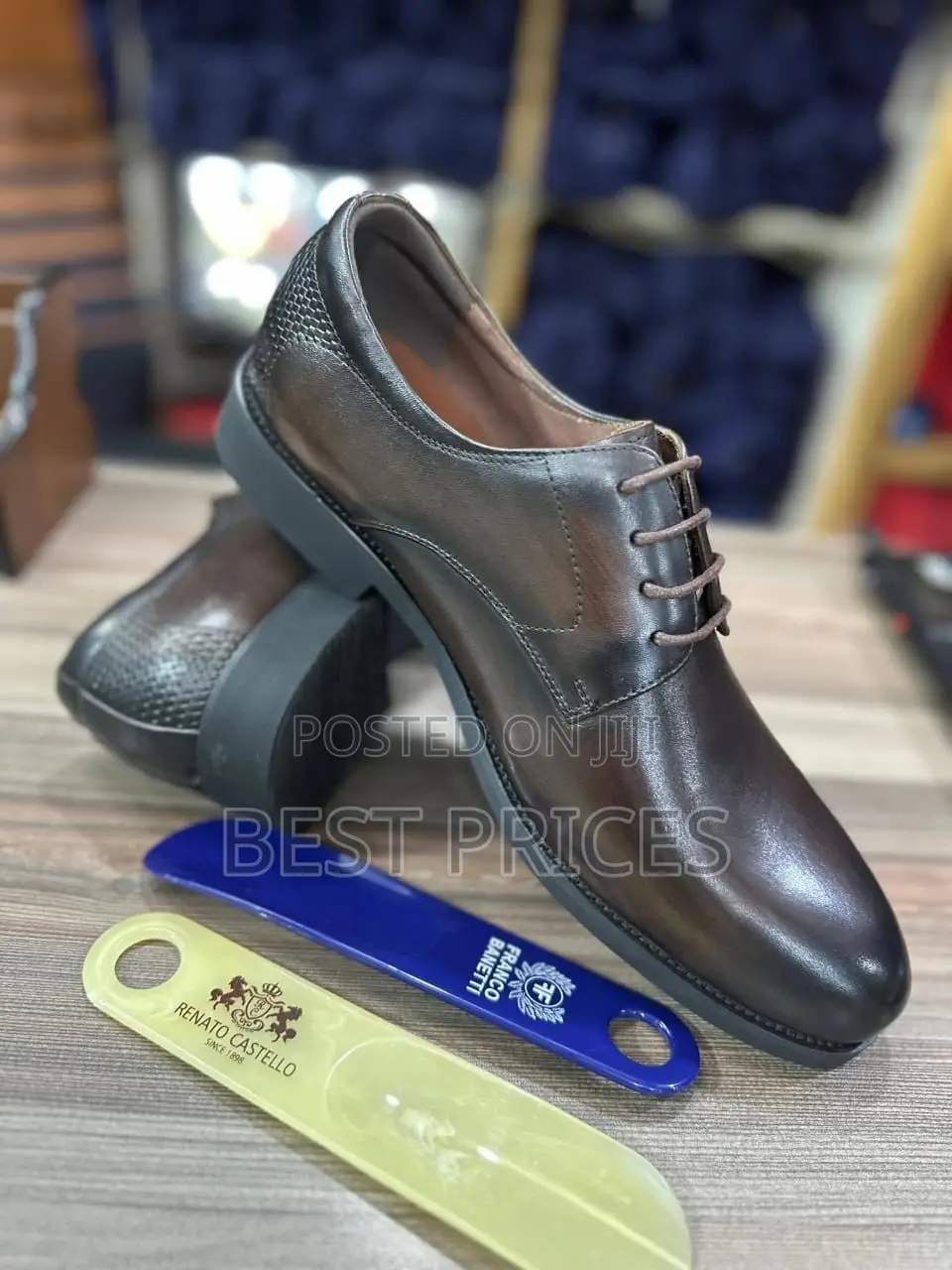 Men's Dark Brown Textured-Heel Formal Lace-Up Shoes