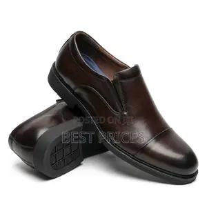 Men's Dark Brown Cap-Toe Formal Slip-On Shoes