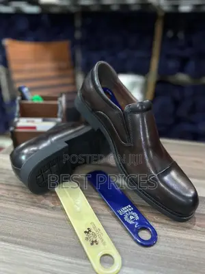 Men's Dark Brown Cap-Toe Formal Slip-On Shoes