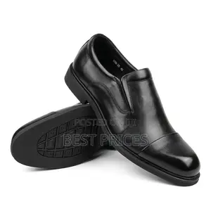 Men's Black Cap-Toe Formal Slip-On Shoes