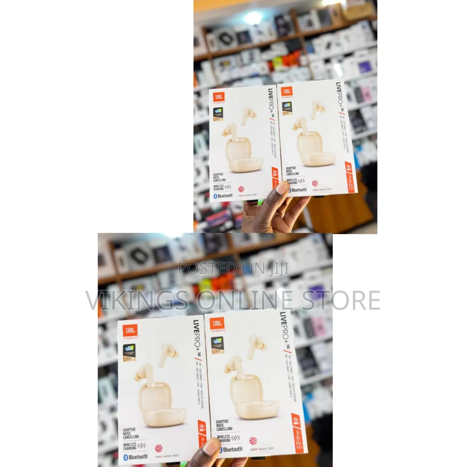 JBL Live Pro+ TWS True Wireless Noise-Cancelling Earbuds in a Beige