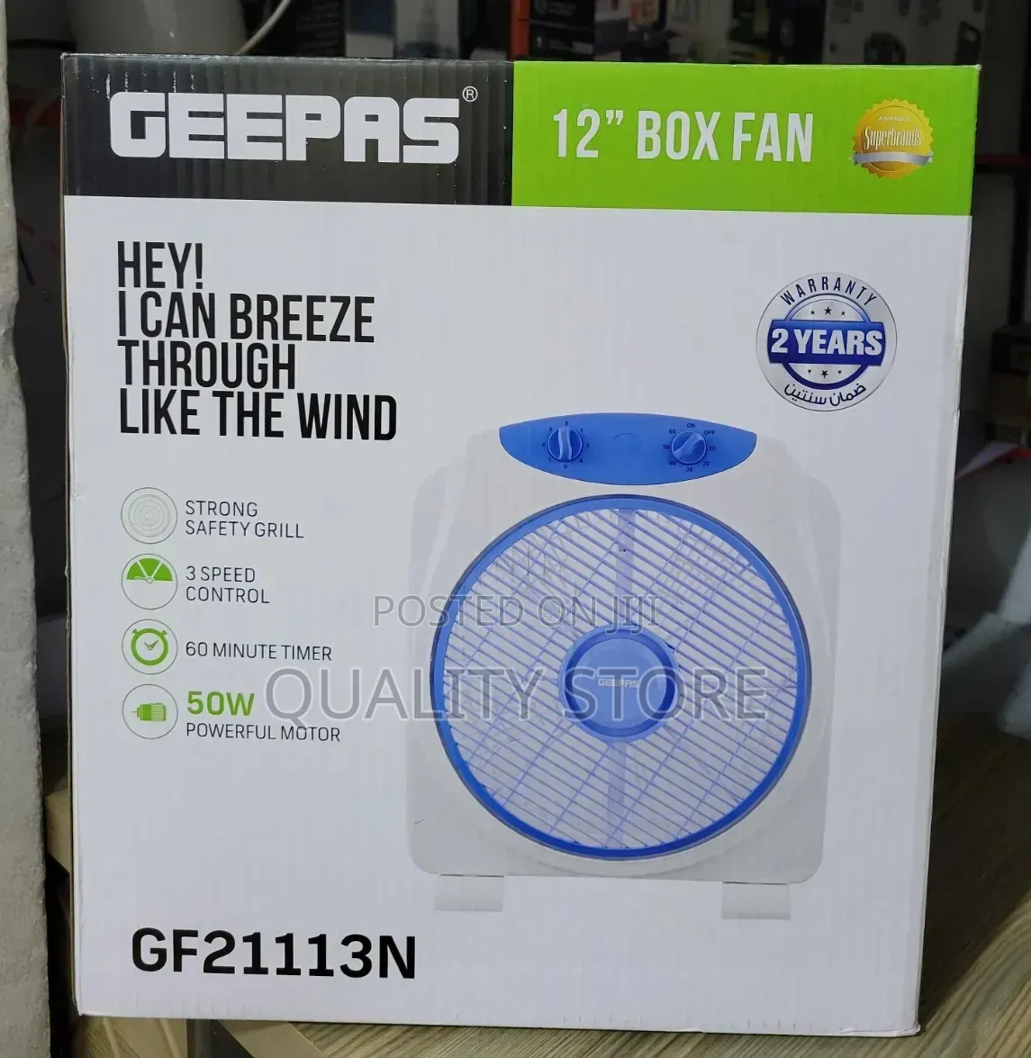 Geepas Box Fan/Table Fan 12"
