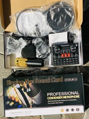 V8K Live Sound Card With Condenser Microphone Adjustable Microphone