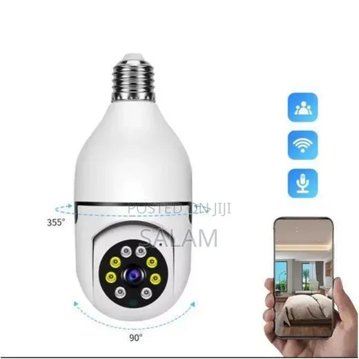 Dual-Lens Light Bulb WiFi IP Camera - 360° PTZ Security Camera