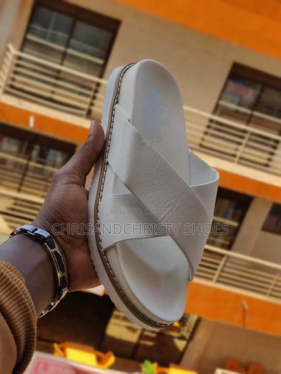 Mens Cross Strap Leather Sandals