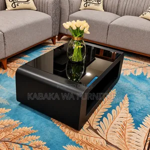 Modern |Coffee Table, White |Stone Center |Table Length Black |