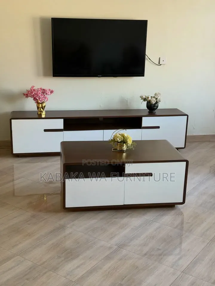 White |And Brown |Center Table TV| Stand With Storage |