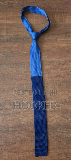 Blue Shades in a Crochet Tie.