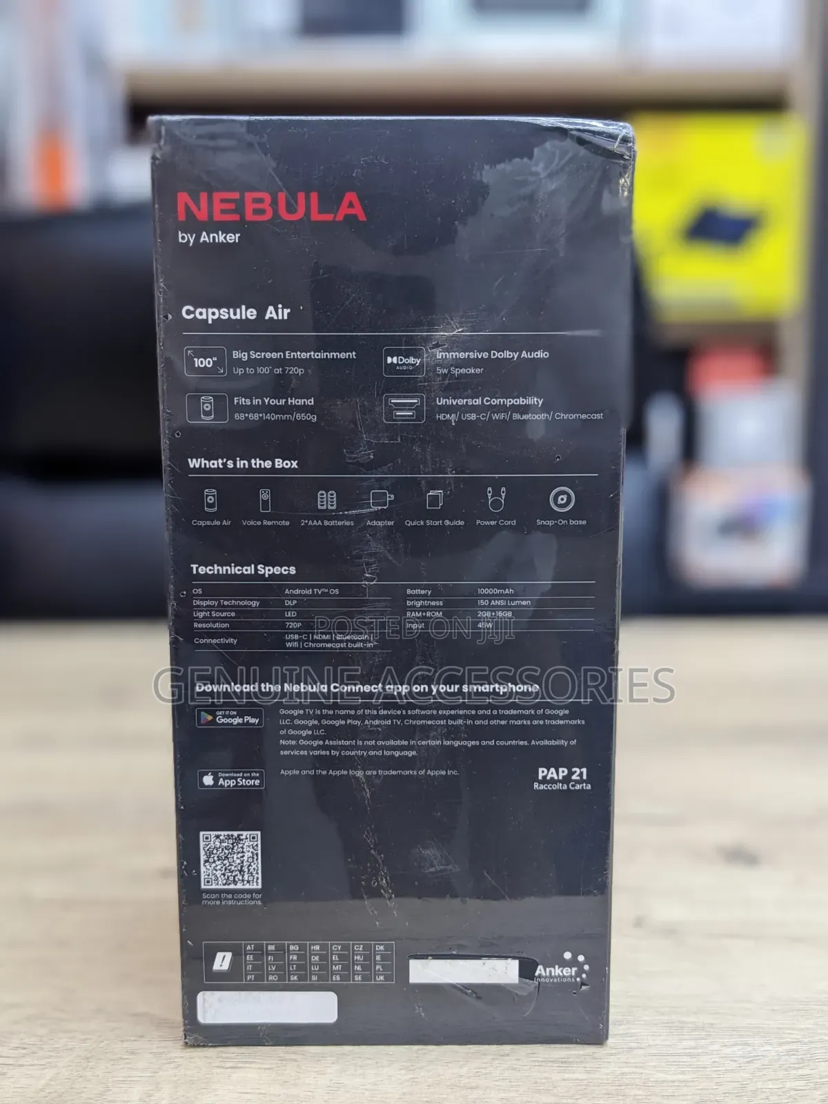 Nebula Capsule Air Google TV Smart Mini Projector With Wifi, 4hrs