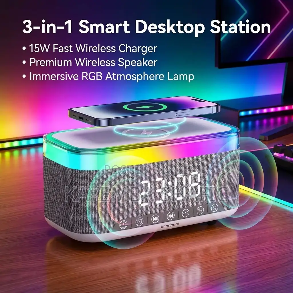 • MDHL Wireless LED Speaker & 15W Fast Charger Desktop Multi Station