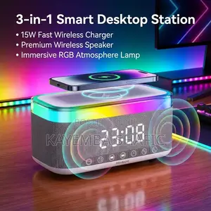 • MDHL Wireless LED Speaker & 15W Fast Charger Desktop Multi Station
