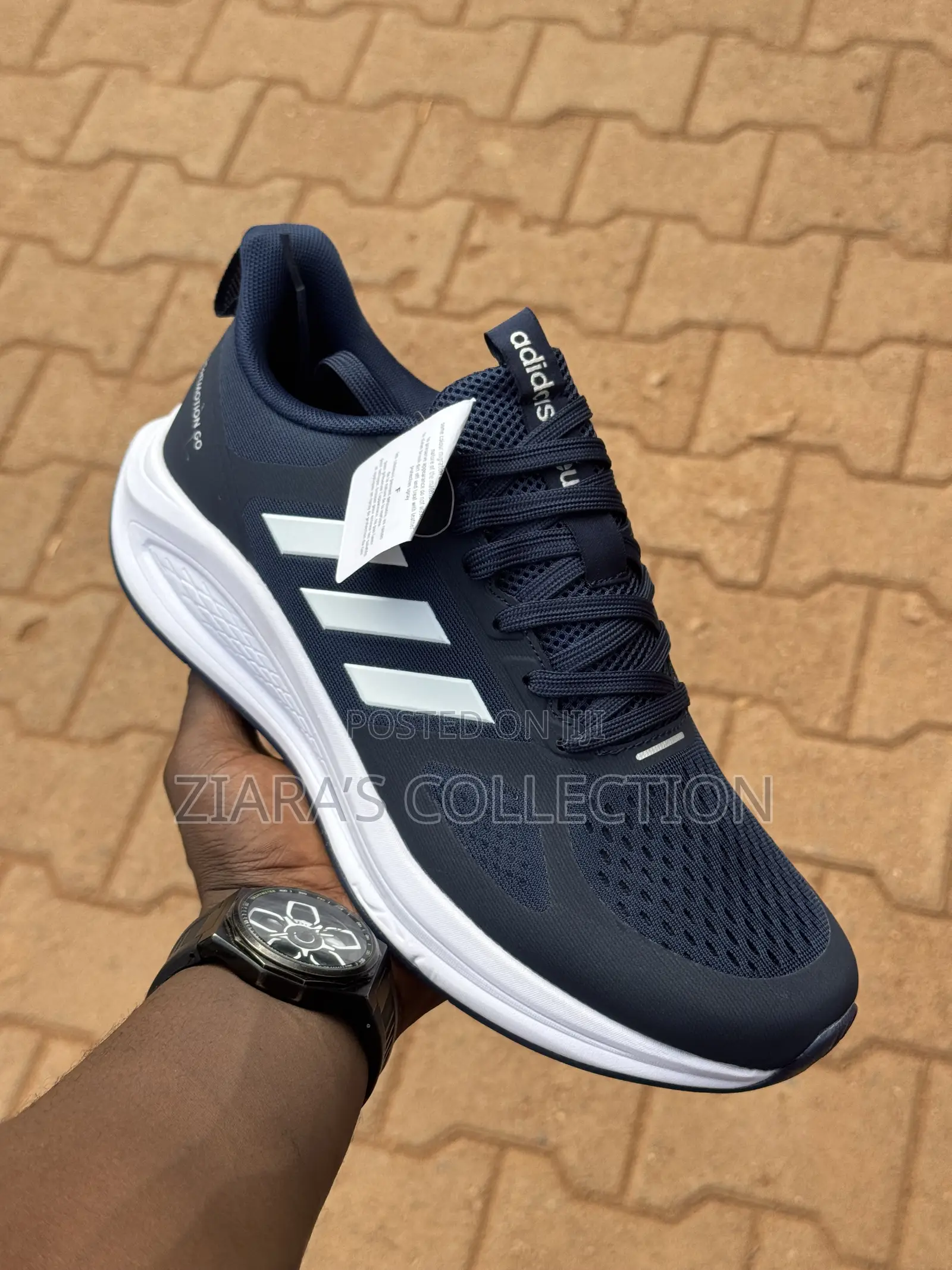 Navy Blue and White Adidas Lightmotion Running Shoes