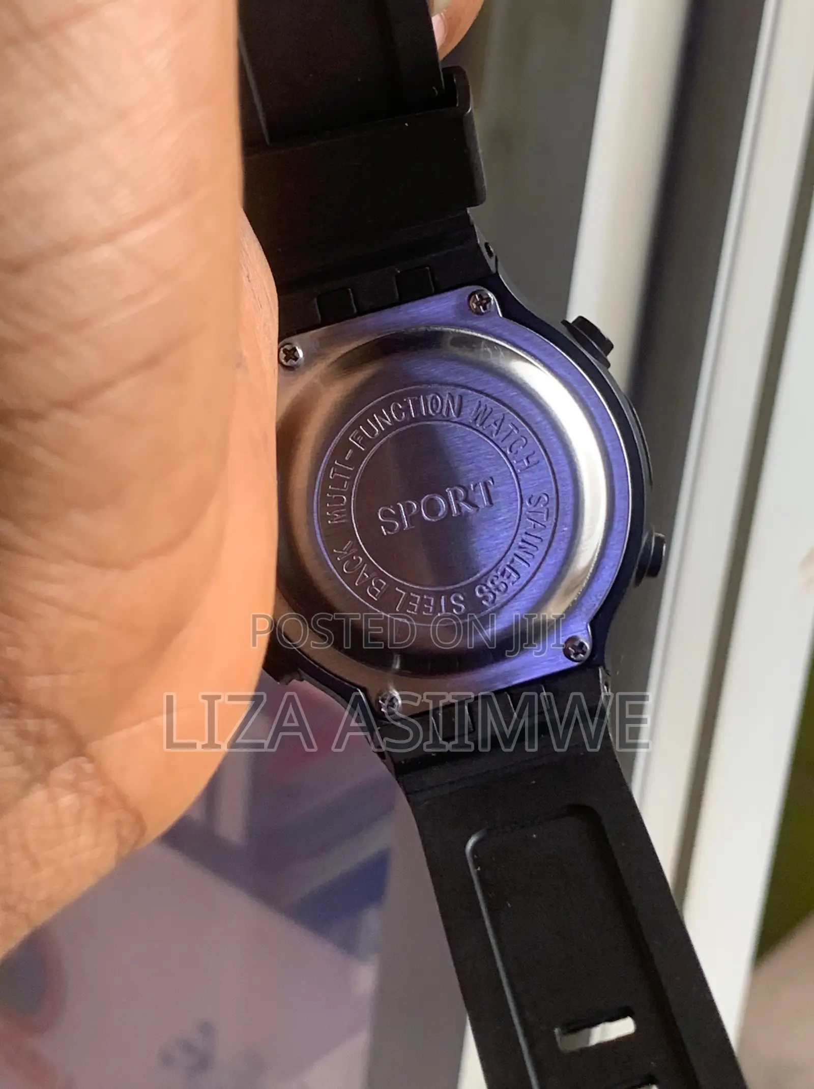 Black Digital Sports Watch With a Textured Rubber Strap