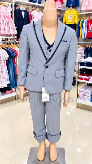 Boys' Grey 3-Piece Formal Suit – Stylish Blazer, Waistcoat & Trousers