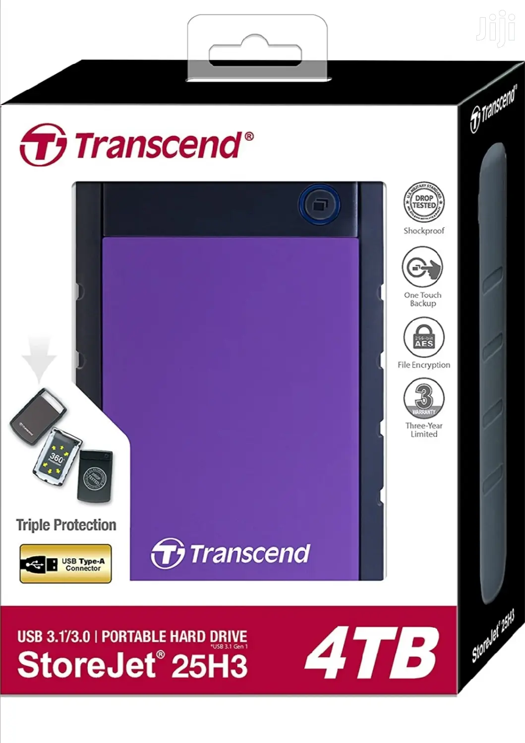 Transcend Storejet 4TB USB 3.0 External Hard Drive
