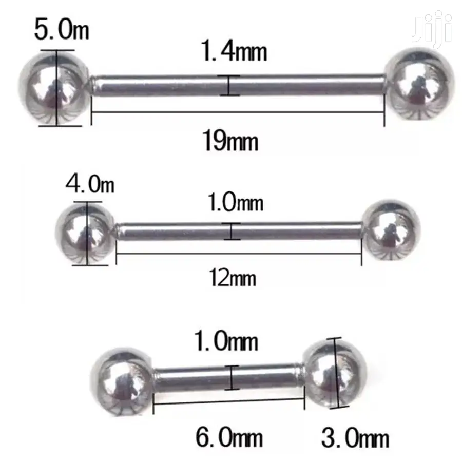 1pc Stainless Steel Tongue Barbells, Nipple Ring & Lip Stud