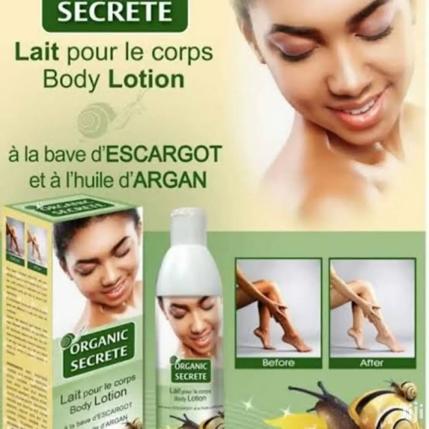 Organic Secret Pure Argan Oil and Escargot Body Lotion.