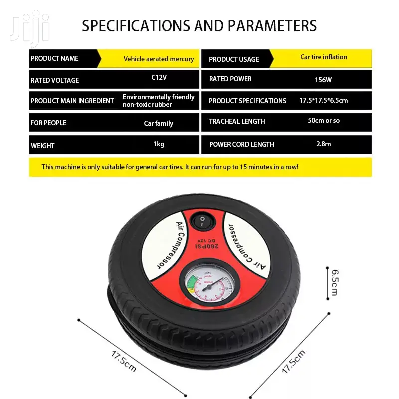 Portable Electric Mini Tire Inflator Air Compressor Pump