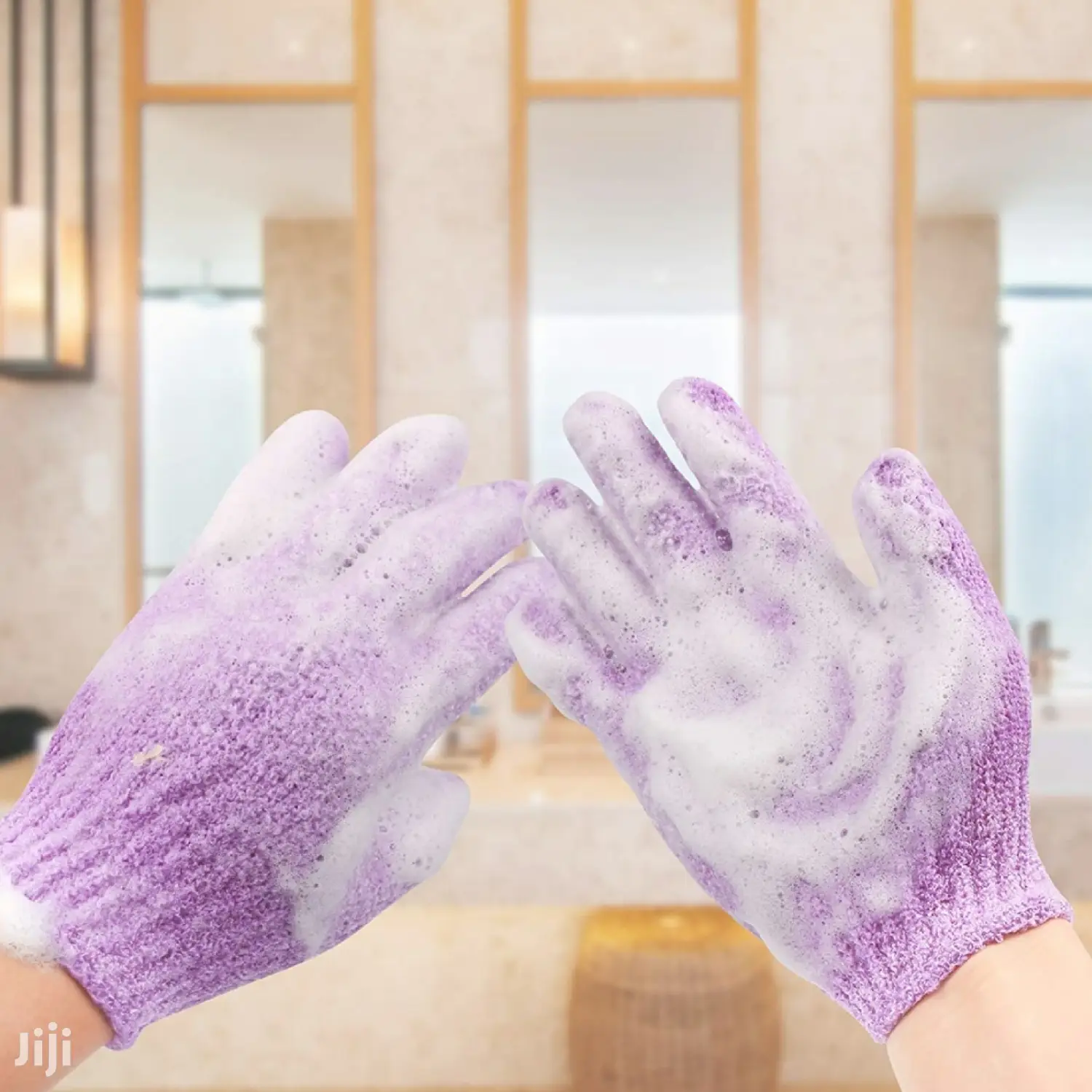 1pair Exfoliating Bath Glove Body Scrubbing Glove For Shower