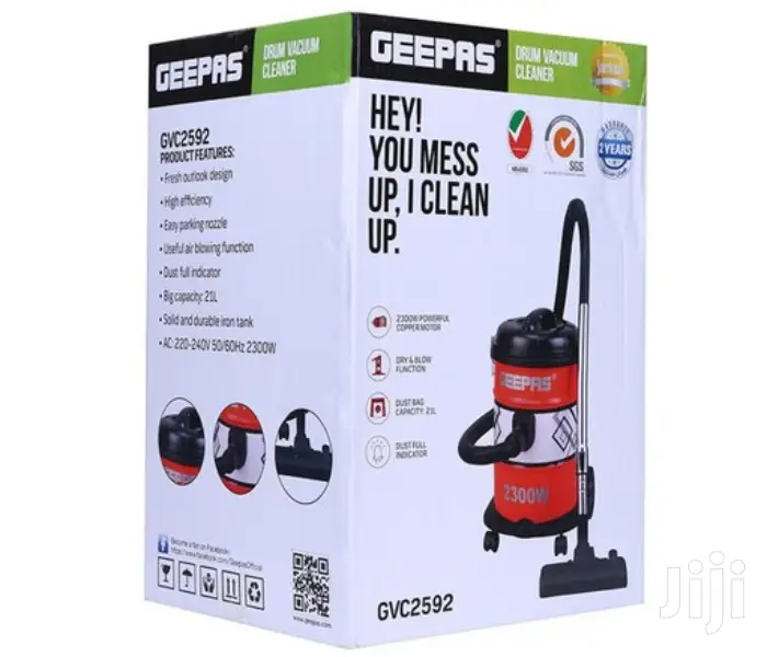 Geepas 21L 2-in-1 Blow And Dry Drum Vacuum Cleaner 2300W