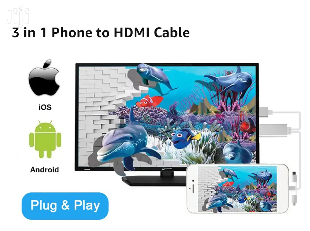 3 In 1 Phone To Hdmi Cable Mirroring Phone Screen To Tv