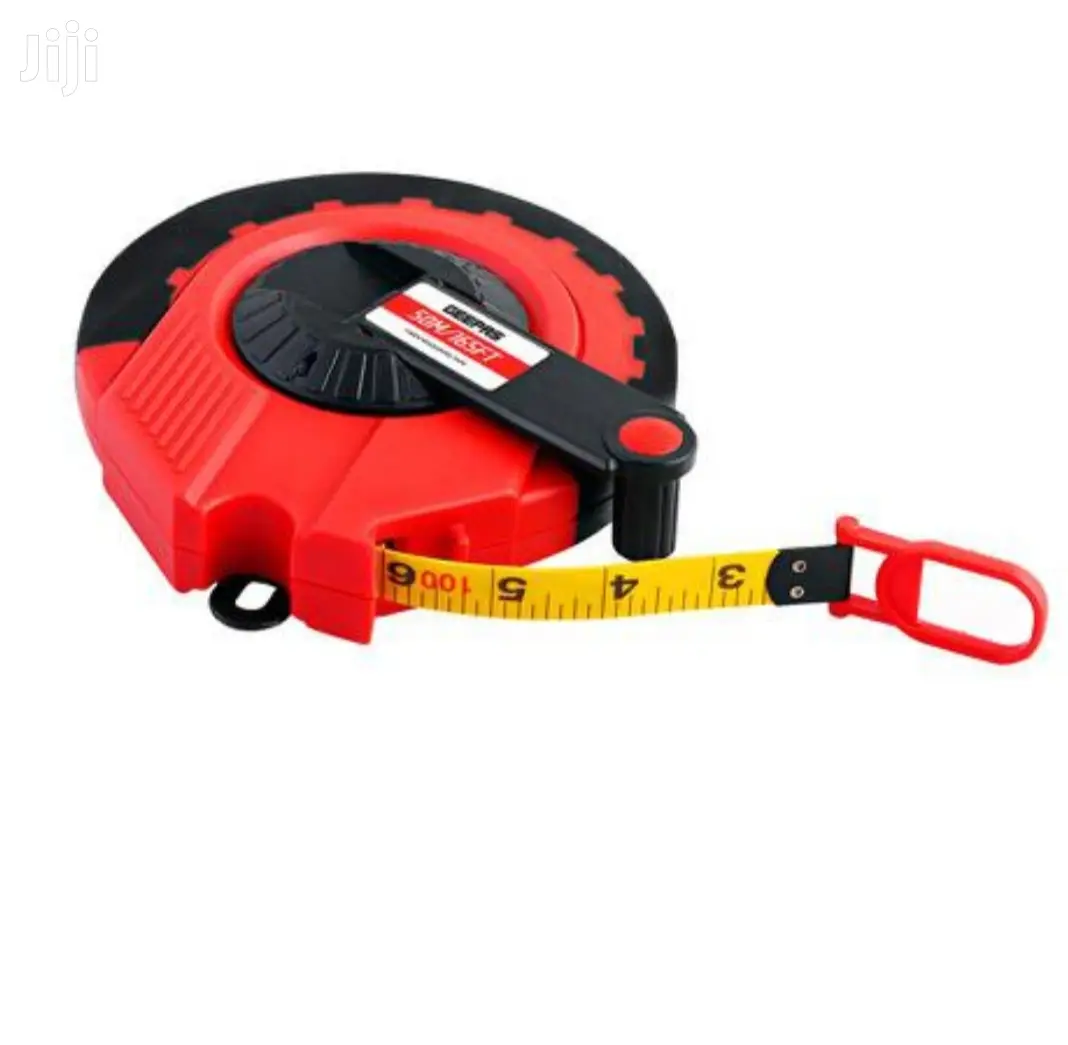 Geepas Strong Red & Black Fibre Measuring Tape 50meters