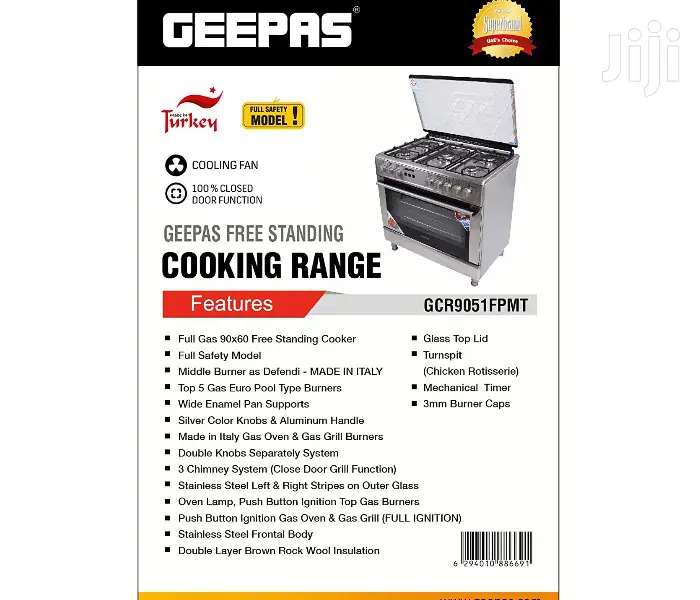 Geepas 5 Gas Euro Pool Type Burners With Cooling Fan Cooker