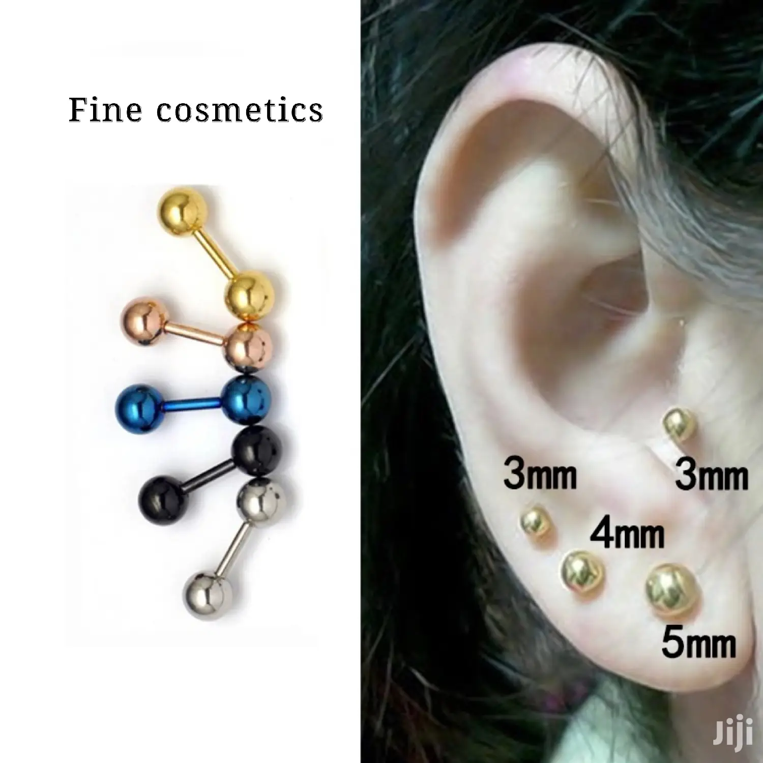 1pair Medical Stainless Steel Stud Earring Screw Ends