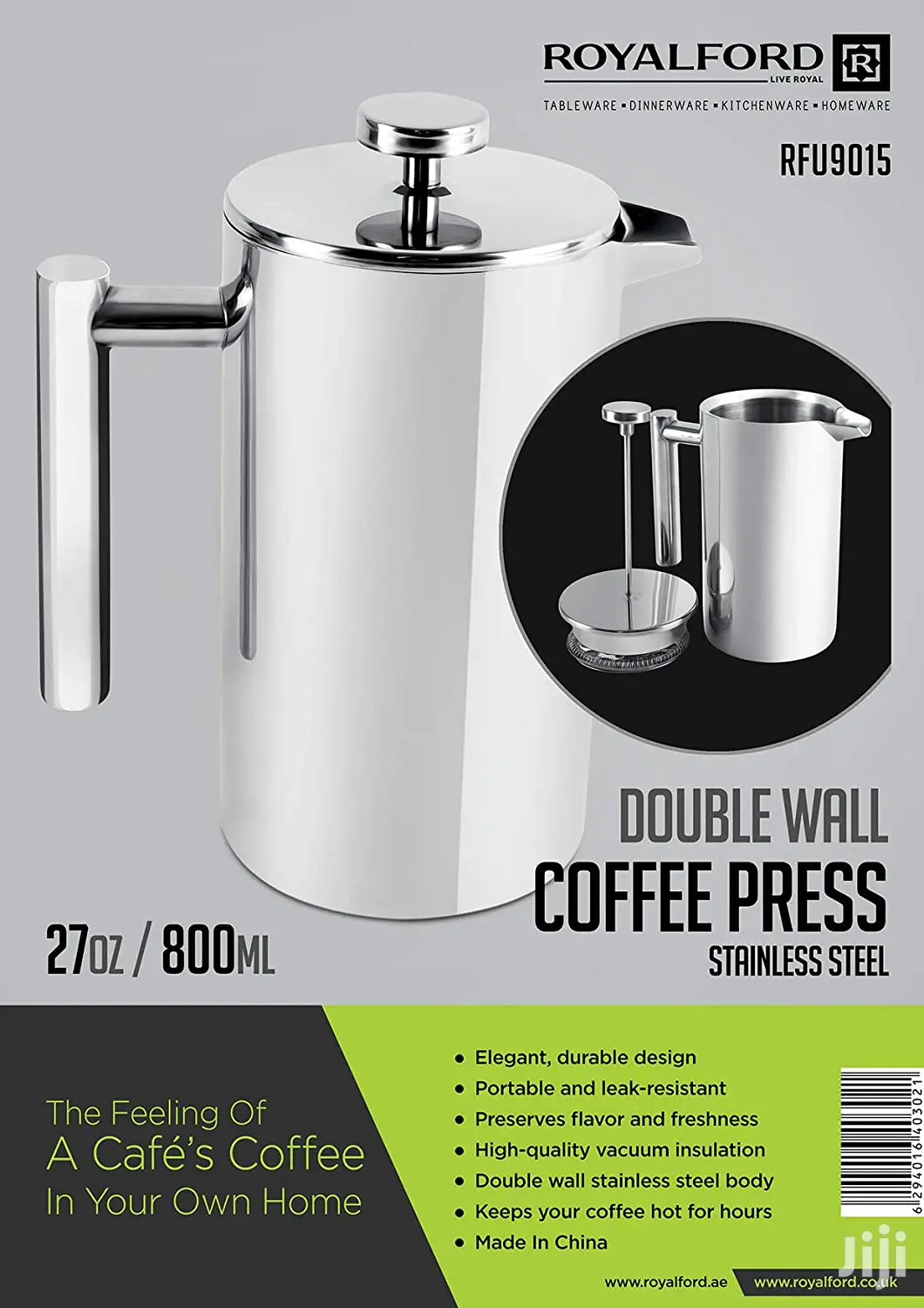 Royalford Portable Stainless Steel French Coffee Maker