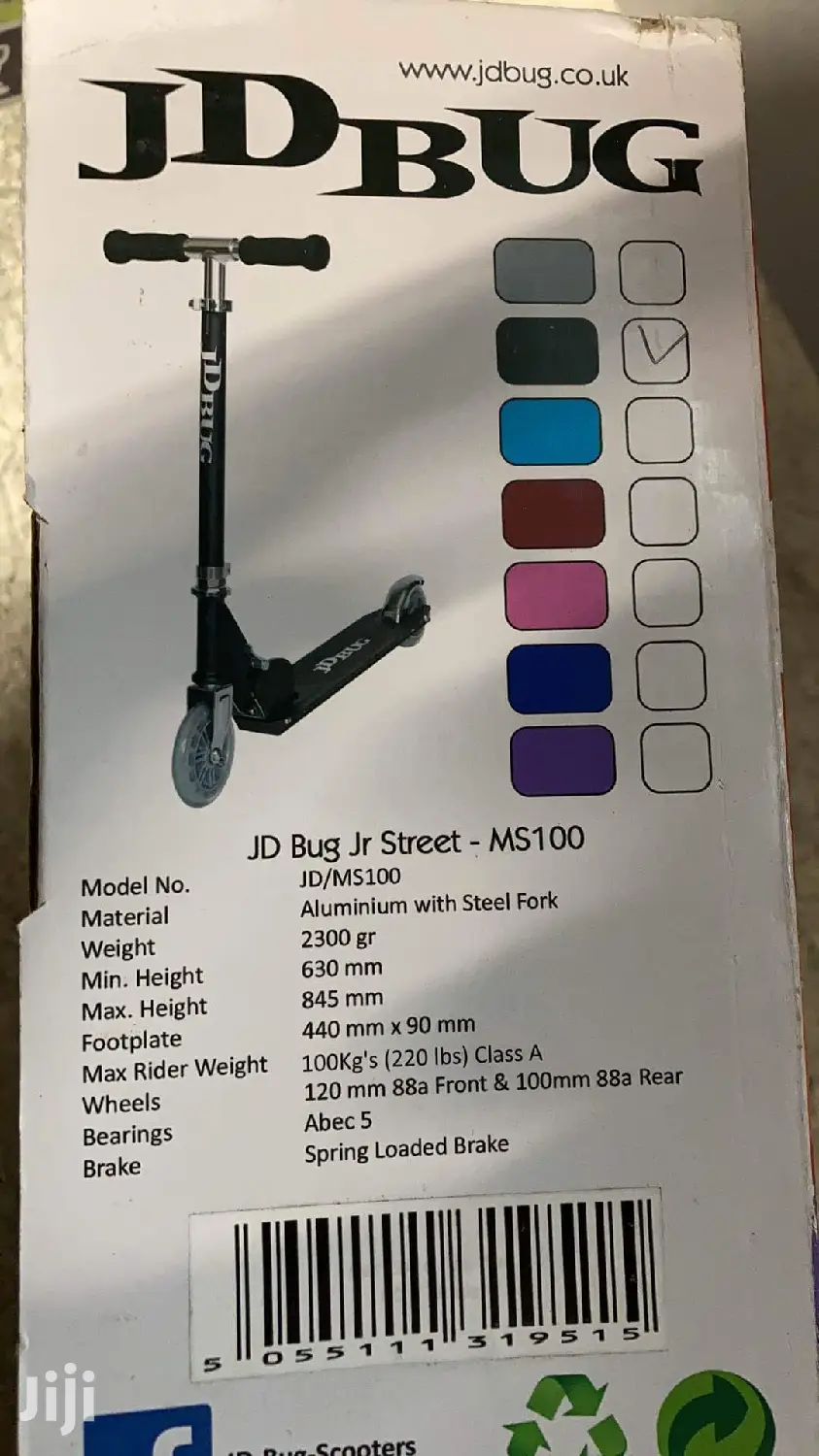 UK Original JD Bug Junior Street Folding Metal Kids Scooter
