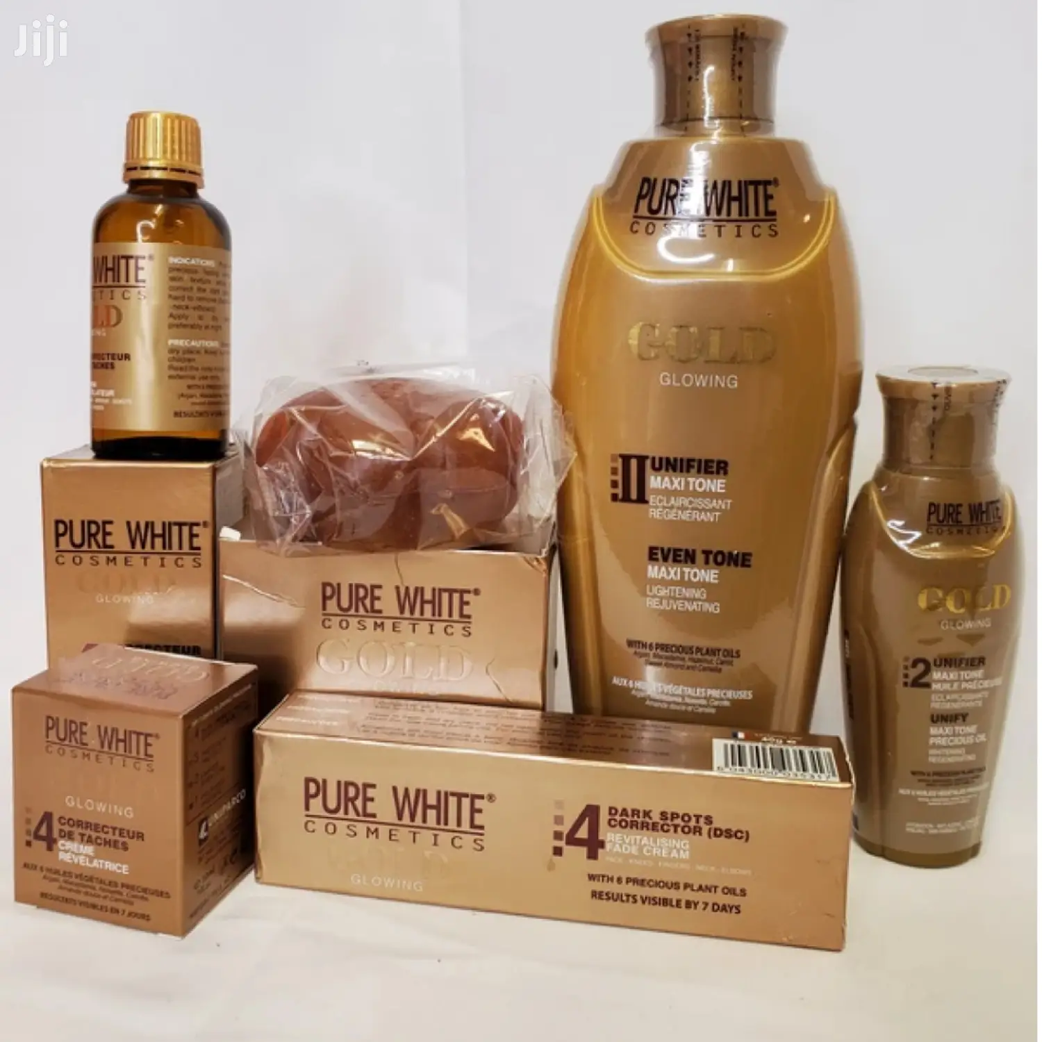 Pure White Gold 2 Set Of 6; Lotion,Soap,Oil,Serum,Tube + BSC