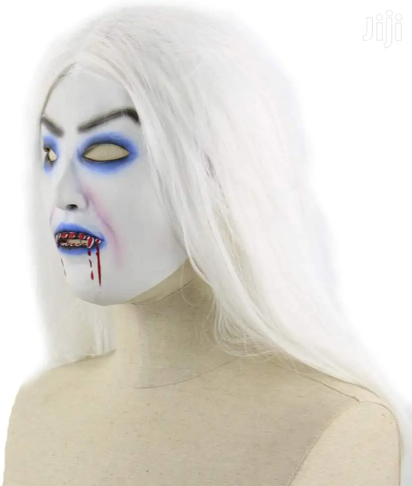 White Haired Demon Witch Bloody Face Mask