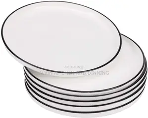 12 Pcs Porcelain Lunch Plate - Classic Round White Dinner