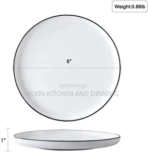12 Pcs Porcelain Lunch Plate - Classic Round White Dinner