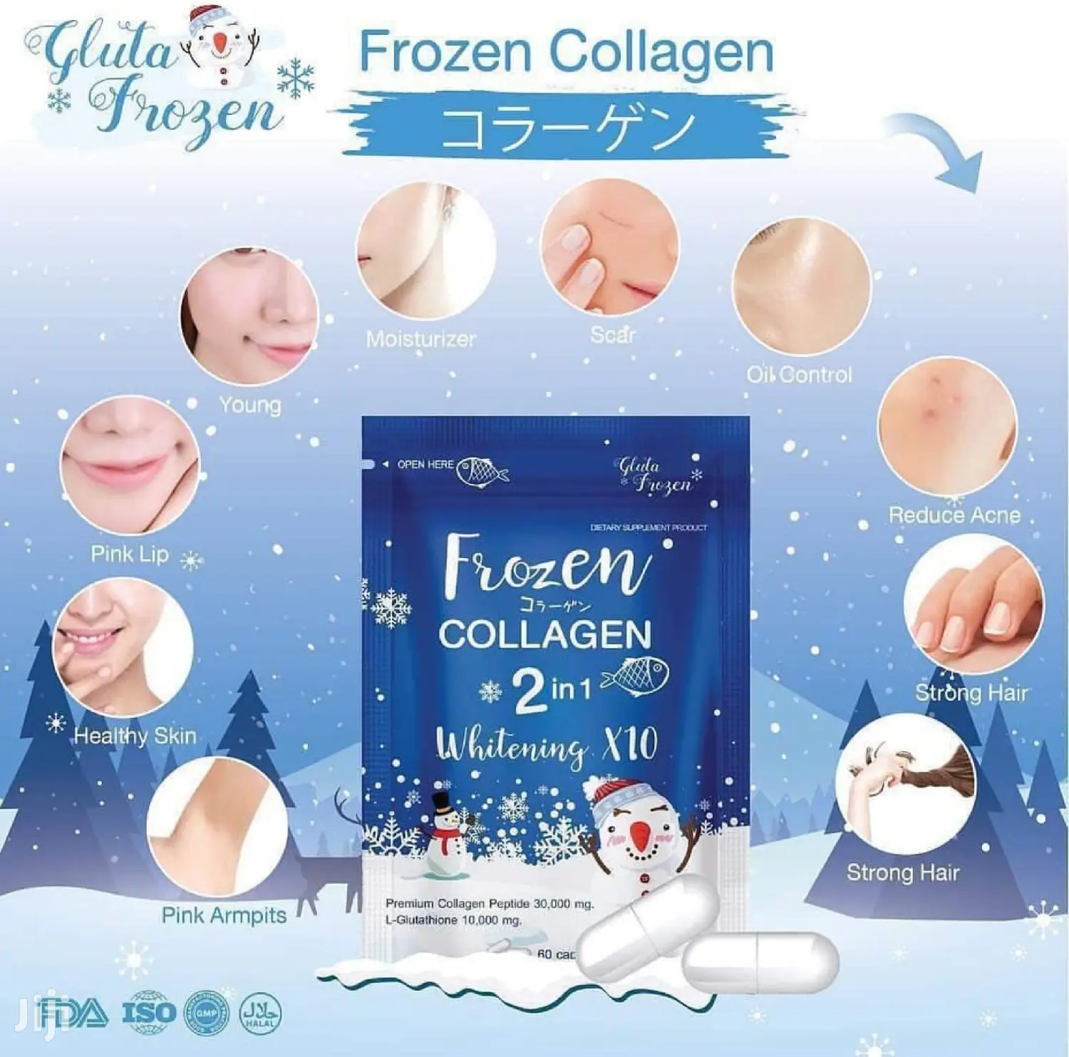 ORIGINAL Frozen Collagen + Gluta X10 Skin WHITENING Tabs