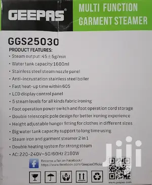 Geepas 1.6L Multifunction Garment Steamer 2180W