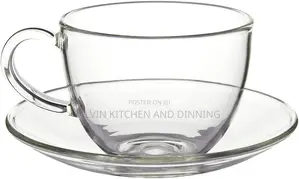 Set Of 6 Glass Cappuccino Cup 6 Saucers