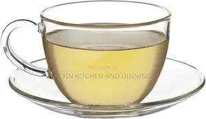 Set Of 6 Glass Cappuccino Cup 6 Saucers