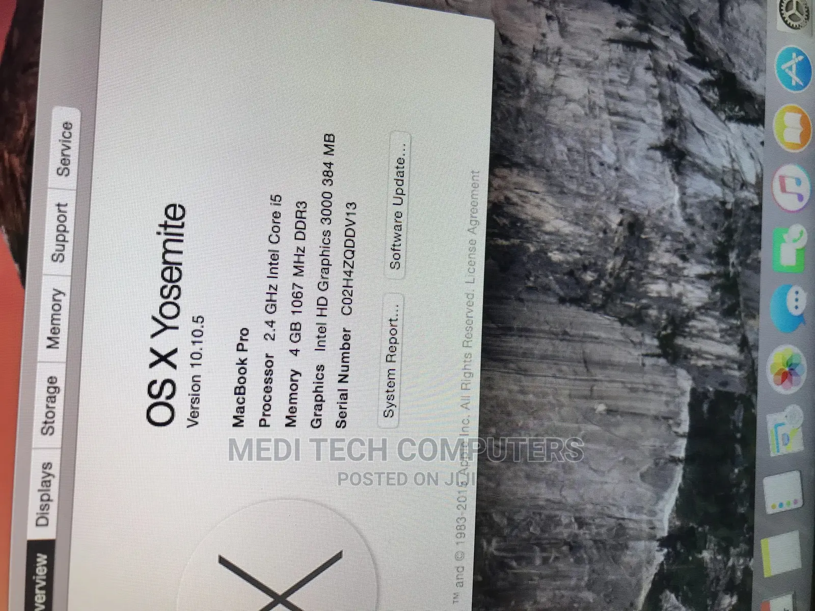 Laptop Apple MacBook Pro 4GB Intel Core I5 HDD 500GB