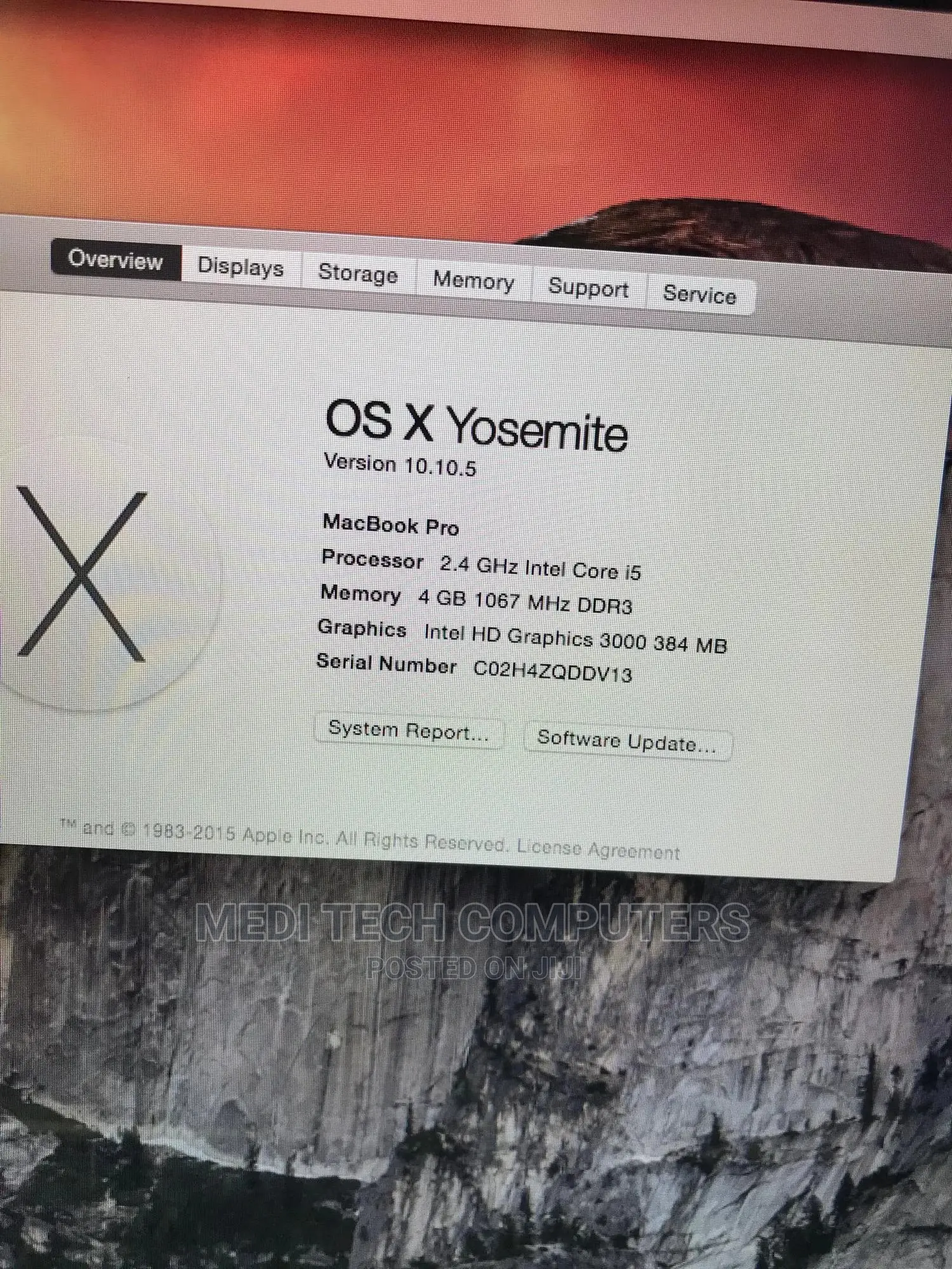 Laptop Apple MacBook Pro 4GB Intel Core I5 HDD 500GB