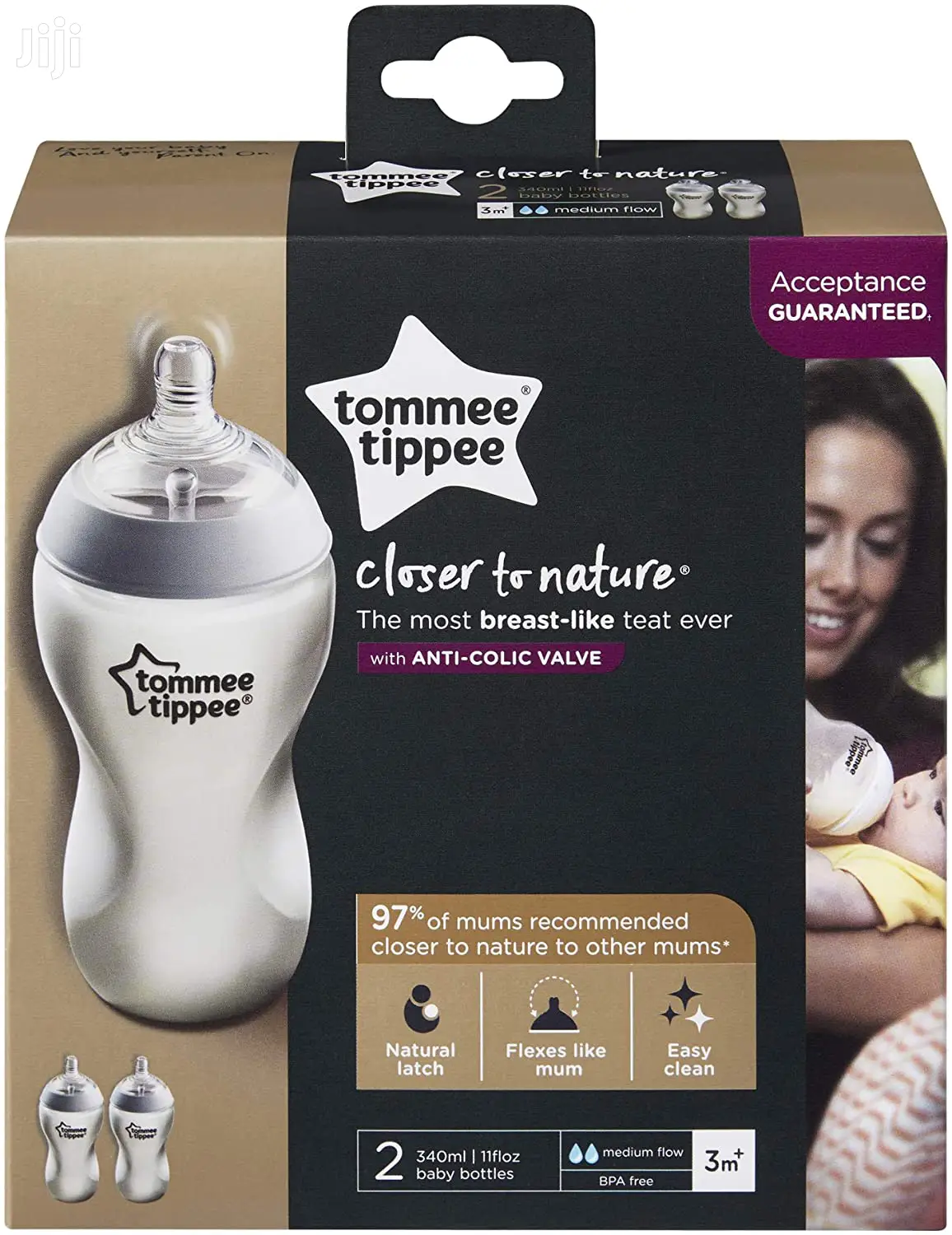 Tommee Tippee Closer To Nature Clear Baby 2 Bottles 340ml