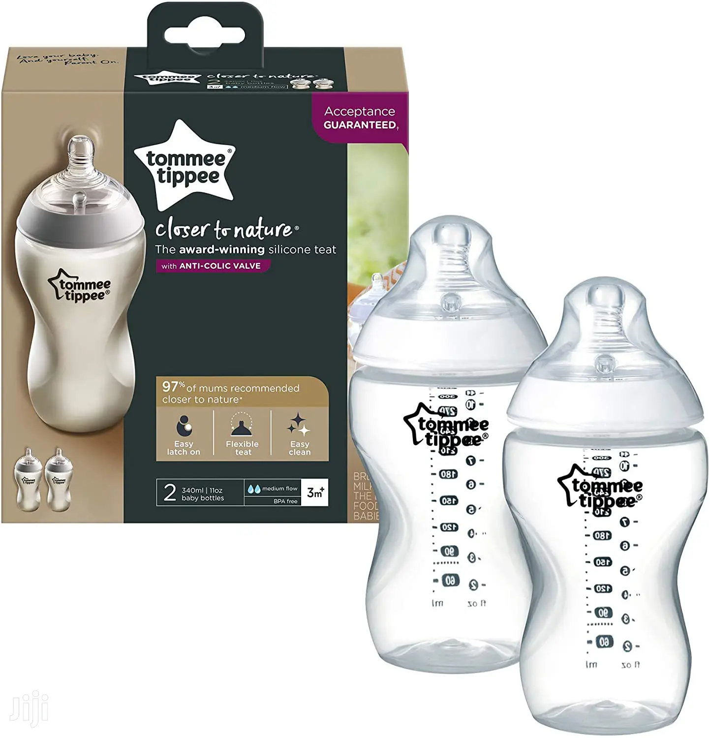 Tommee Tippee Closer To Nature Clear Baby 2 Bottles 340ml