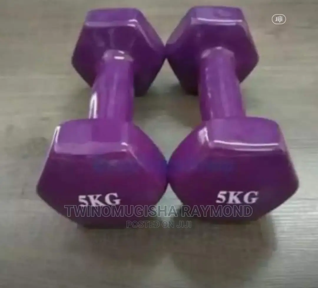 5kg Coloured Rubber Coated Dummbells