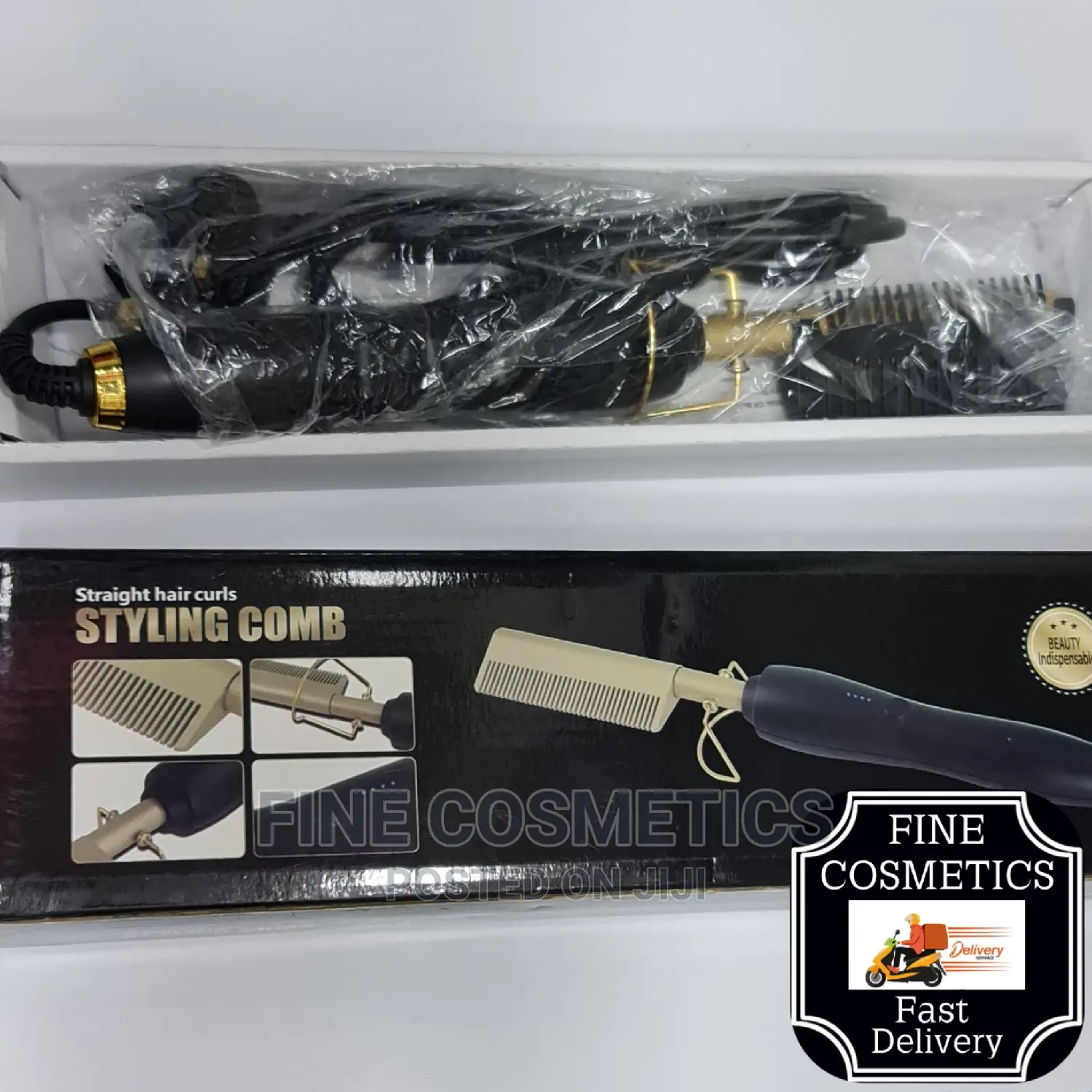 New Electric Hair Styling Hot Comb, Gold Hair Straightener