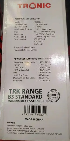 Standard Power Extension Socket