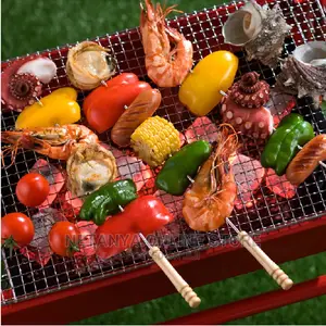12pcs Bbq Barbecue Skewers With Wooden Handle.
