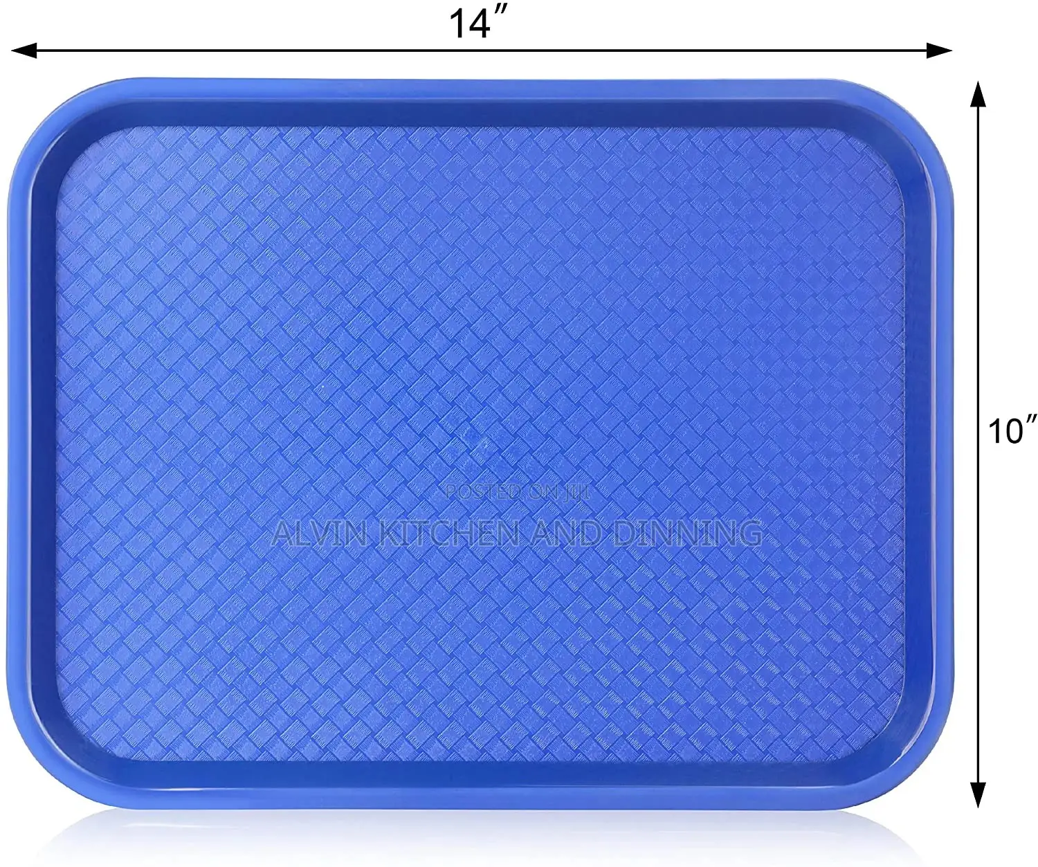 Blue Plastic Fast Food Tray, 10 by 14 Inch, Set of 12