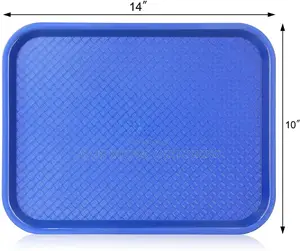 Blue Plastic Fast Food Tray, 10 by 14 Inch, Set of 12